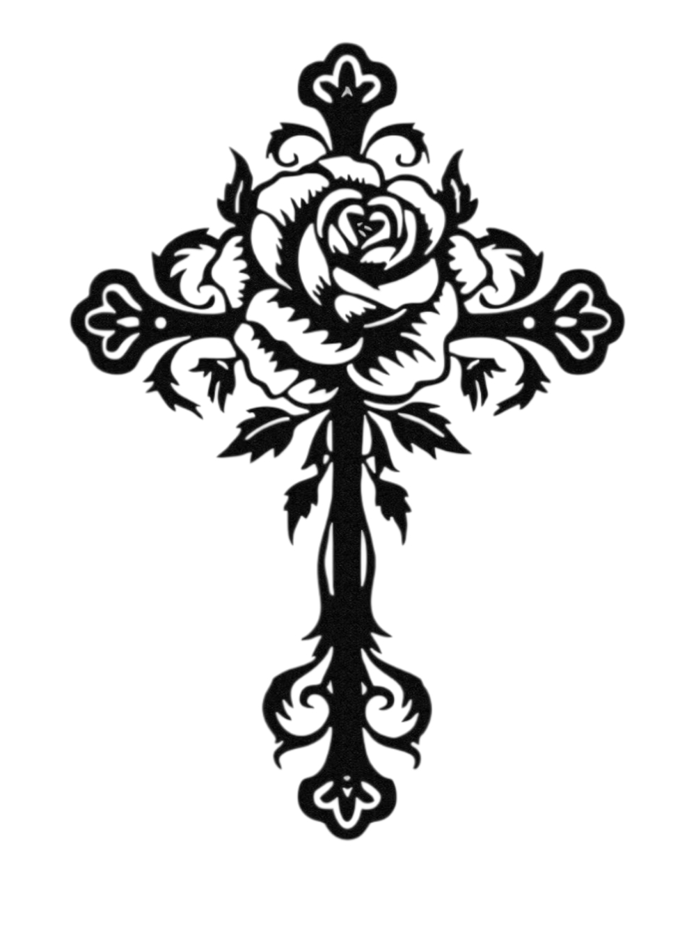 Black Rose Cross Wall Accent